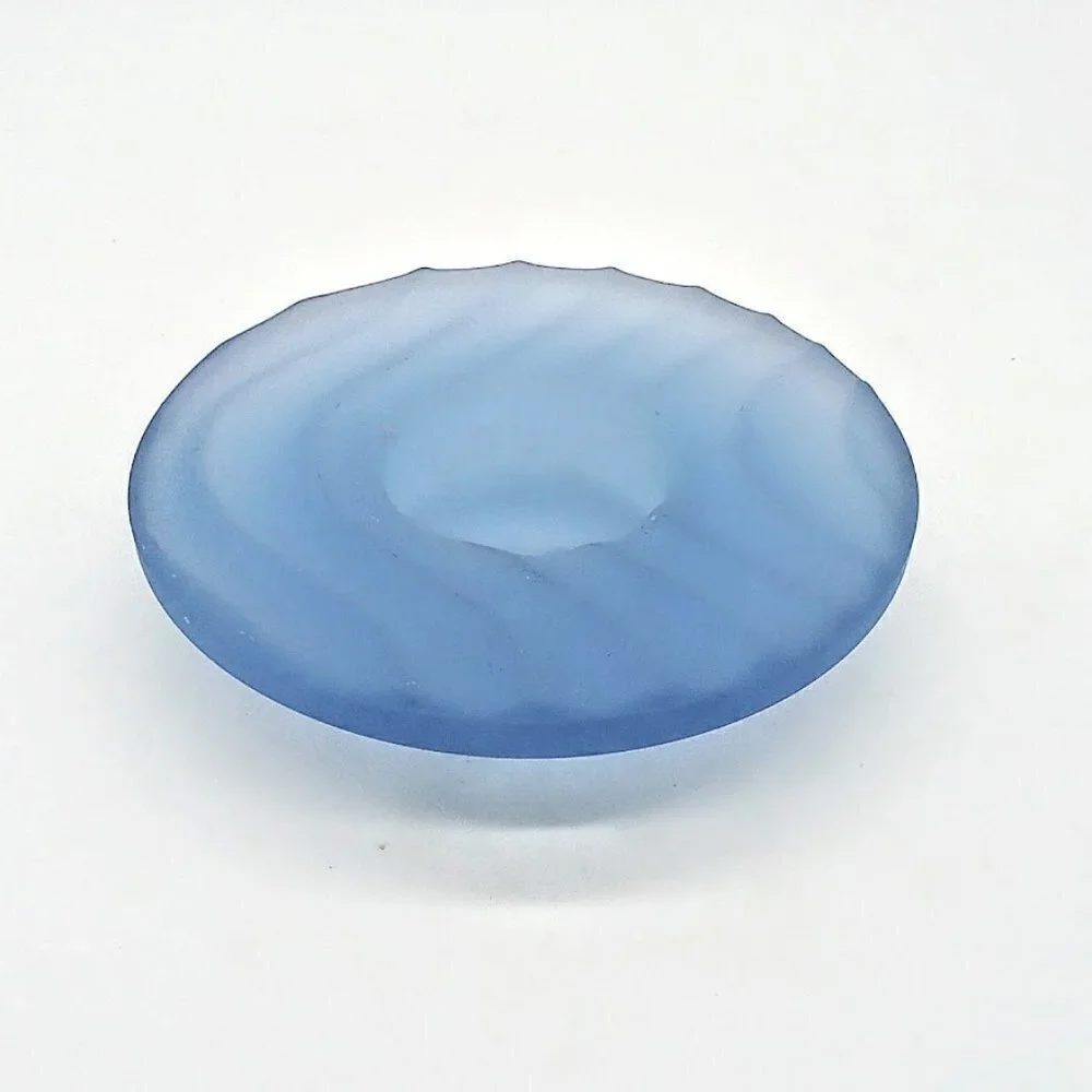 Dansk Handmade Blue Satin Glass Tealight Candle Holder